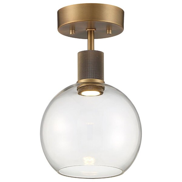 Access Lighting Port Nine Burgundy, Burgundy LED SemiFlush, Antique Brushed Brass Finish, Clear Glass 63148LEDD-ABB/CLR - main